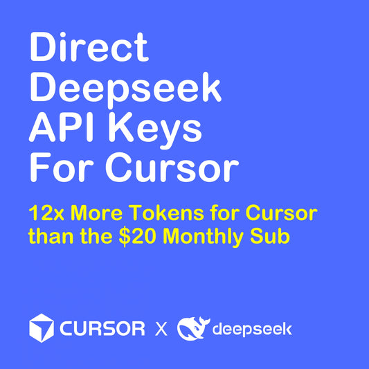 Direct DeepSeek-R1 API Keys for Cursor. High-speed reasoning model integration offering 12x more tokens than the $20 monthly subscription. Zero-log privacy and permanent compute assets for developers.
