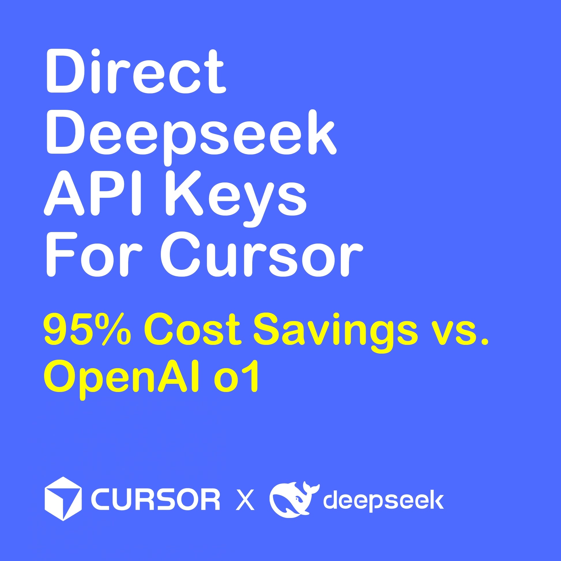 Save 95% on AI coding costs with DeepSeek-R1 API keys for Cursor. Comparison showing DeepSeek-R1 logic at 1/100th the price of OpenAI o1 for developers.