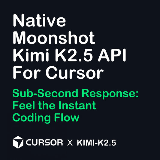 Moonshot Kimi K2.5 API for Cursor featuring sub-second response time and zero latency for instant coding flow.