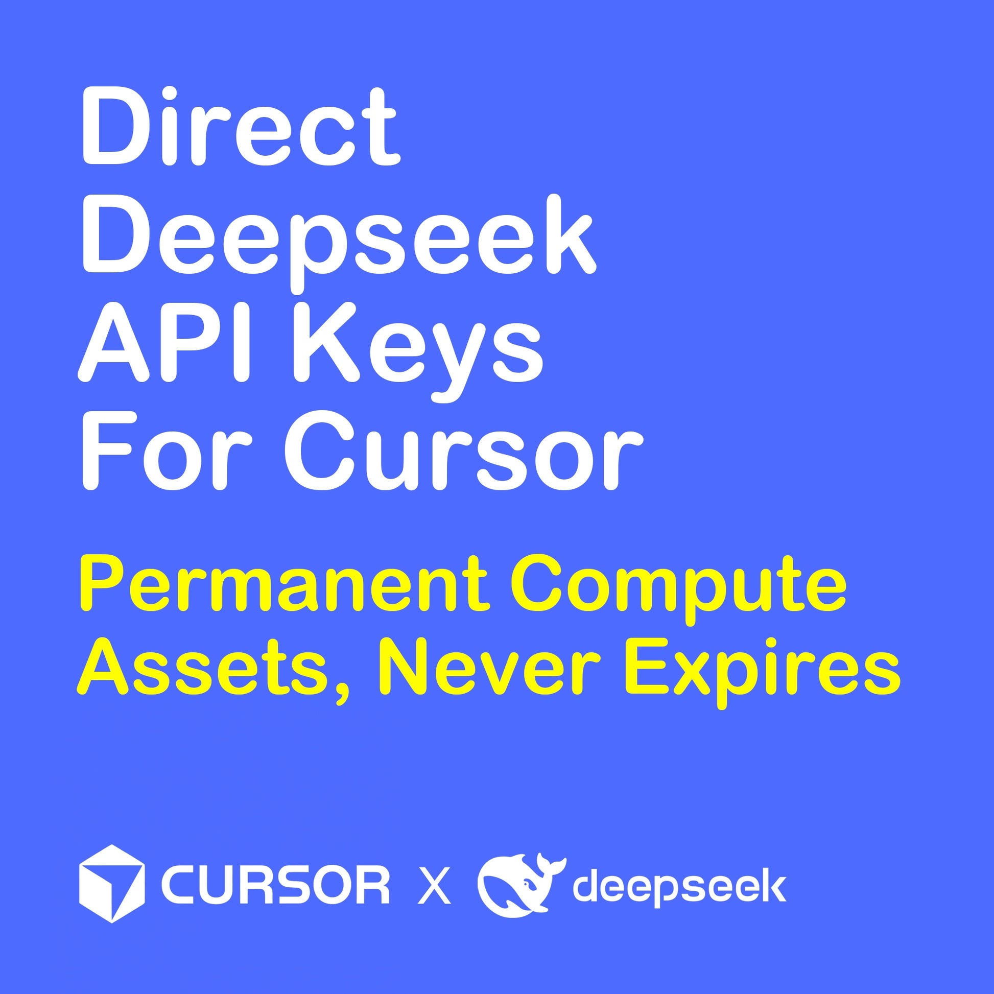 Permanent DeepSeek compute assets for Cursor. Unlike monthly subscriptions, these API tokens never expire, creating a lifetime compute vault for your coding projects.