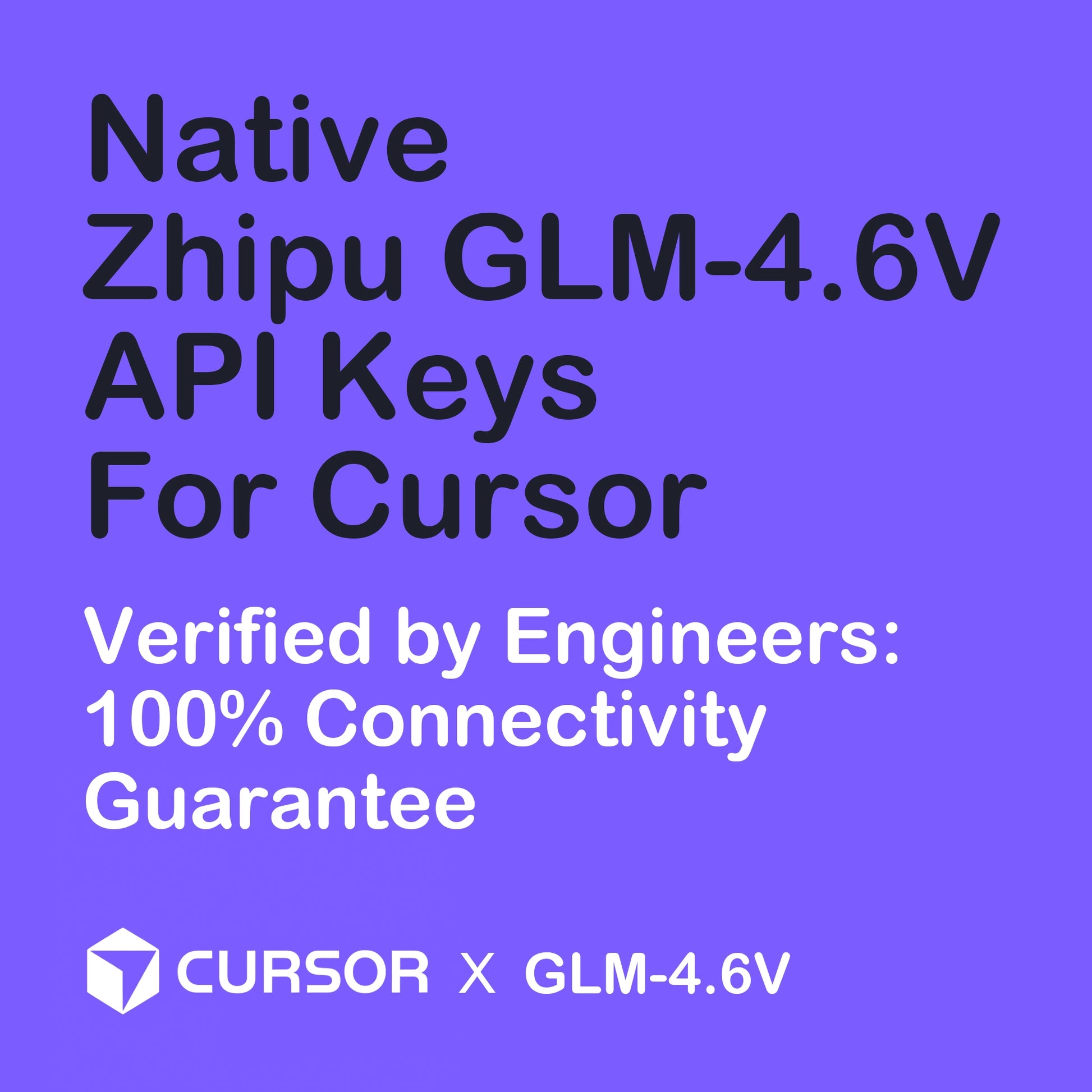 Service guarantee image for TokenFactory's Zhipu GLM-4.6V compute assets. All keys are "Verified by Engineers: 100% Connectivity Guarantee"